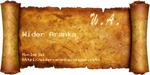 Wider Aranka névjegykártya